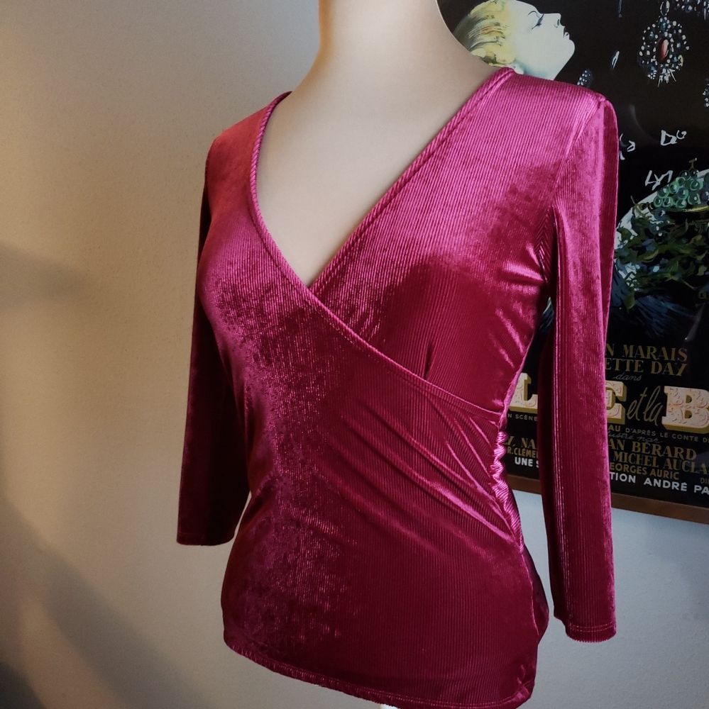 Holiday Red Metallic Velveteen Top
